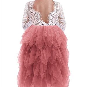 Gorgeous tulle dress white and dusty rose